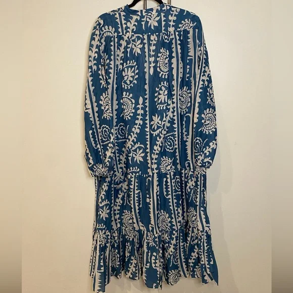 Zara Blue and White Floral Long Sleeve Dress - Picture 5 of 5